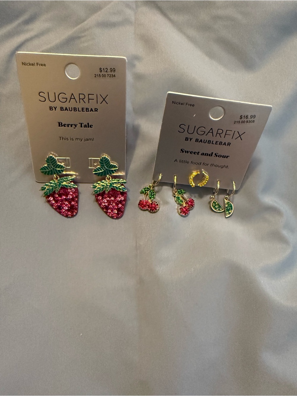 Pink & Green Fruit Charm Earring Sets